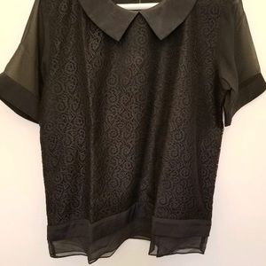 Black lace collared top. New, never worn.